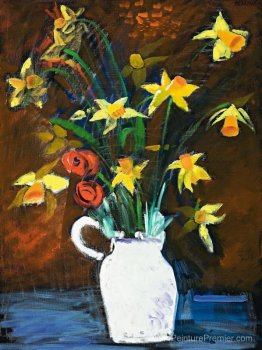 Jonquilles dans un vase blanc