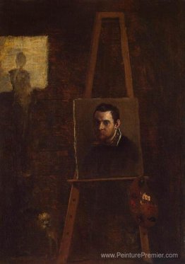 Autoportrait sur un chevalet dans un atelier