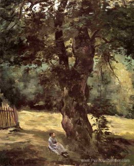 Femme assise sous un arbre