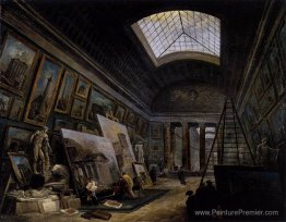 Vue imaginaire de la Grande Galerie dans le Louvre