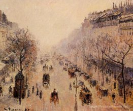 Boulevard Montmartre matin, soleil et brume