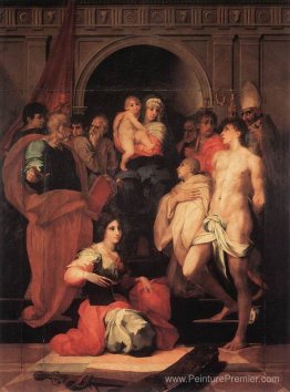 Madonna intronisée et dix saints