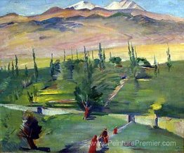 Paysage avec vue sur le mont Ararat