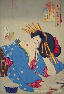 Regard détendu - l'apparition d'une kyoto geisha de l'ère Kansei