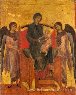 La vierge et l'enfant intronisé avec deux anges