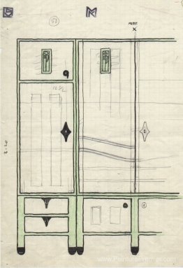 Draft des dessins pour une armoire au siège de l'atelier de Vien