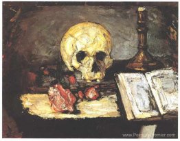 Nature morte avec crâne, bougie et livre