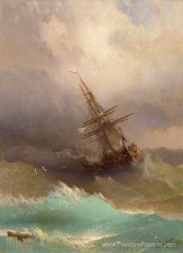 Navire dans la mer Stormy