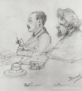 Tolstoi et Repin lors d'une réunion de l'Académie des arts