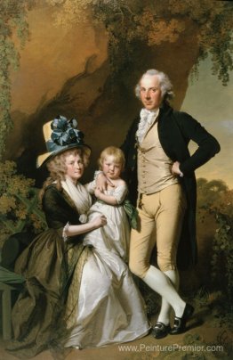 Portrait de Richard Arkwright Junior avec sa femme Mary et sa fi