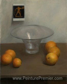 Oranges et bol en verre