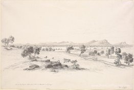 Vue sur les Grampians tirés d'une colline près de Hamilton sur l