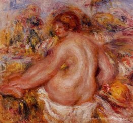 Après le bain, une femme assise nue