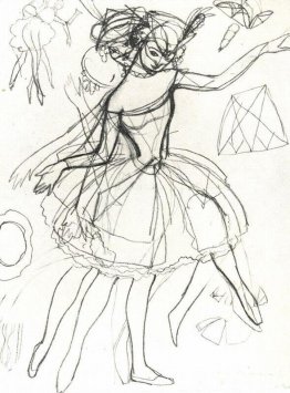 Croquis de costumes de Columbine pour Anna Pavlova