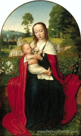 La vierge et l'enfant dans un paysage