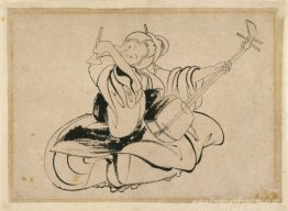 Femme assise avec shamisen