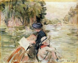 Femme avec un enfant dans un bateau