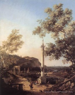 Capriccio: paysage fluvial avec une colonne