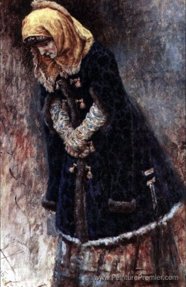 Jeune femme avec manteau de fourrure bleu