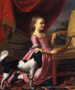 Jeune femme avec un oiseau et un chien