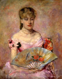 Lady avec un fan (portrait d'Anne Chlotte Gaildd)