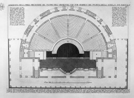 Plan au sol de la première précinion le théâtre, l'orchestre ave