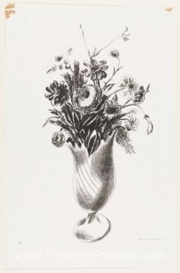 Vase rayé - (fleurs)
