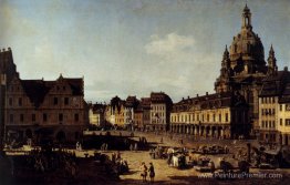 Vue du nouveau marché à Dresde depuis la Moritzstrasse