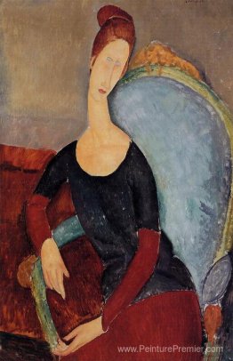 Portrait de Jeanne Hebuterne sur une chaise bleue