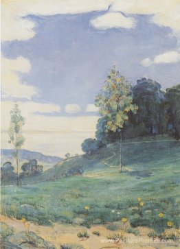 Paysage avec deux petits arbres