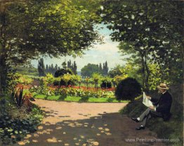 Adolphe Monet Lire dans le jardin