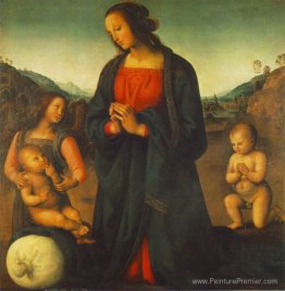 Madonna, un ange et un petit St. John adorant l'enfant