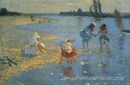 Walberswick. Enfants pagayant