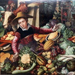 Market Woman sur un support de légumes
