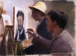 Oscar Björck et Eilif Peterssen Paint Portraits de Georg Brandes