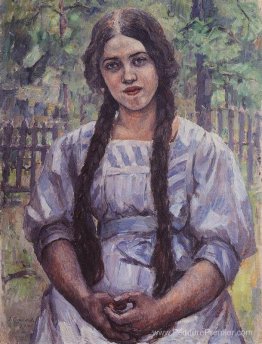 Une fille aux tresses. Portrait de A. A. Dobrinskaya.