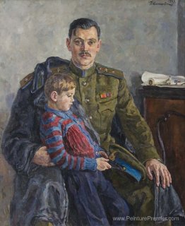 Portrait de Sergei Vladimirovich Mikhalkov avec son fils