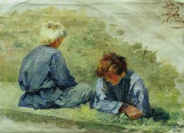 Les garçons sur l'herbe