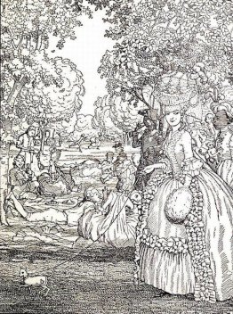 Pique-nique. Illustration au livre de la marquise