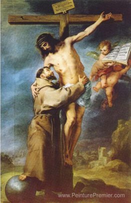 Saint François d'Assisi embrassant le Christ crucifié