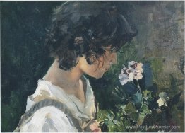 Fille italienne avec des fleurs