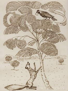 Illustration pour la fable «Le corbeau et le renard»