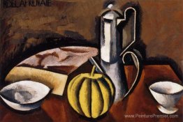 Nature morte avec cafetière et melon