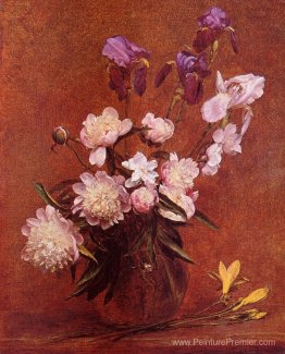 Bouquet de pivoines et d'iris