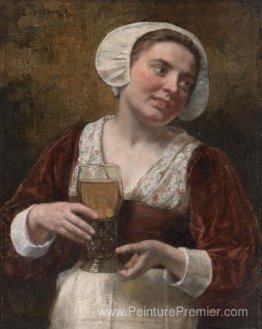 Une jeune femme avec un verre à vin