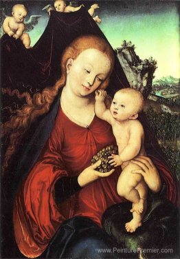 Madonna et enfant avec un tas de raisins