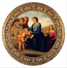 Madonna et enfant avec des saints et des anges