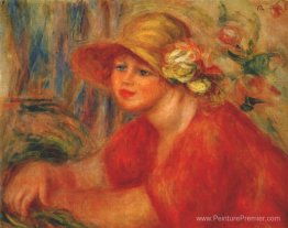 Femme dans un chapeau avec des fleurs