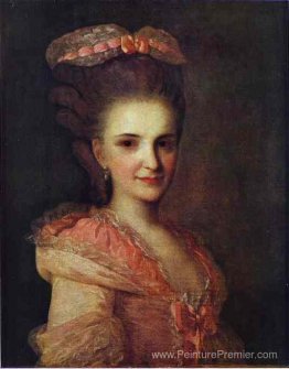 Portrait d'une femme inconnue dans une robe rose