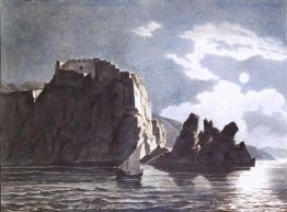 Falaises et lune la nuit